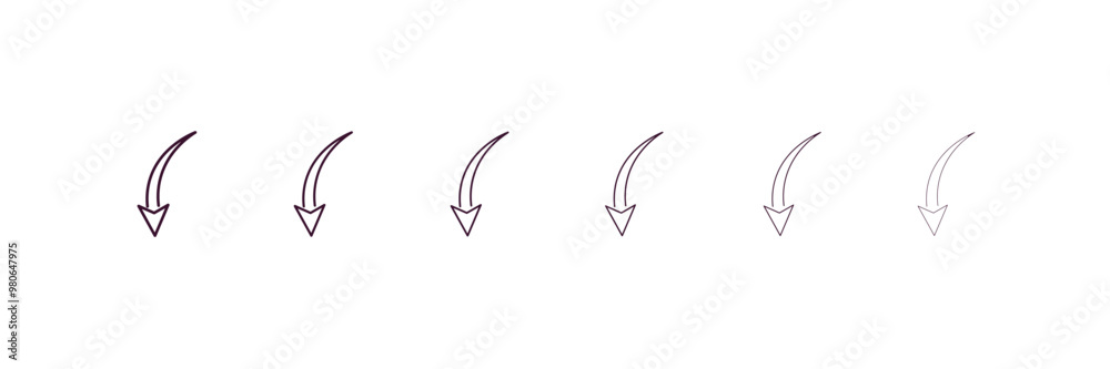 Poster downward rotation outline icon. linear vector from user interface concept. 6 different line style do
