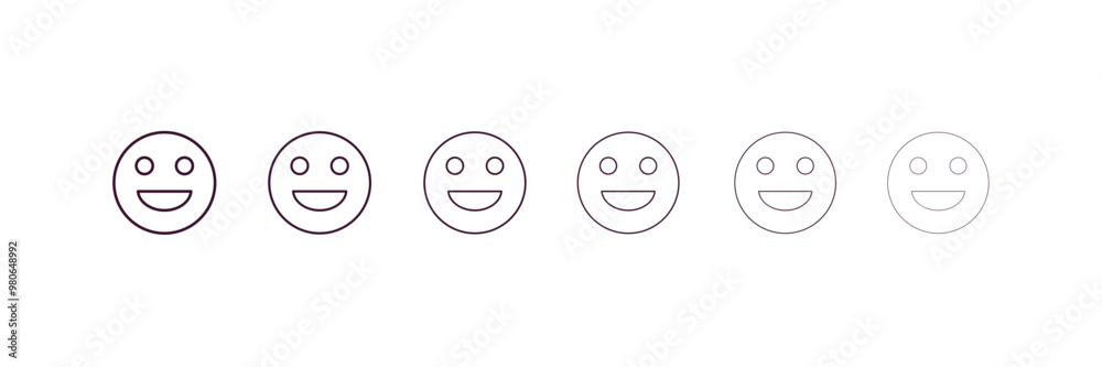 Poster emoticon outline icon. linear vector from user interface concept. 6 different line style emoticon ic