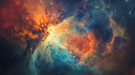 Fototapeta premium A breathtaking view of the Orion Nebula, with its vibrant colors and complex shapes, as seen through a space telescope