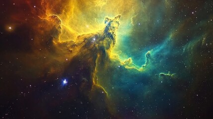 Fototapeta premium A close-up of a nebula captured through a powerful space telescope, with vibrant colors and intricate gas formations