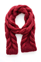 Soft, warm knitted scarf against a white backdrop