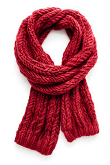 Soft, warm knitted scarf against a white backdrop