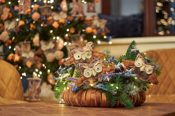 Christmas decor with owls