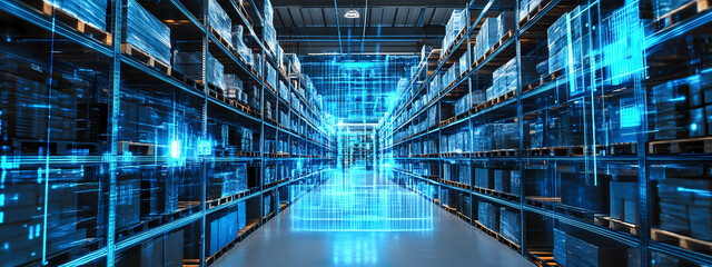 Fototapeta premium Advanced Warehouse with Automated Sorting Systems