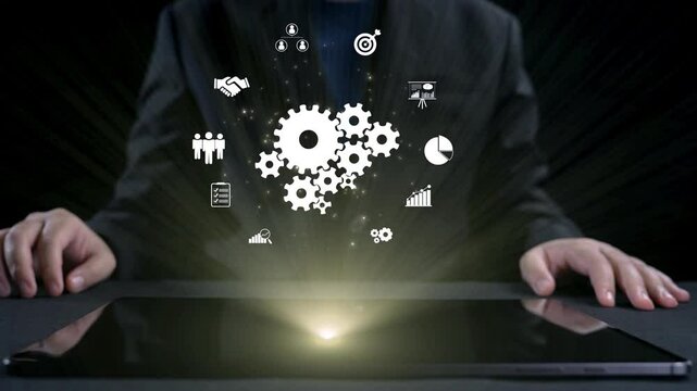 Business person fosters teamwork and collaboration, enhancing team function and productivity. Elevating teamwork through strategic collaboration and shared goals. UUID
