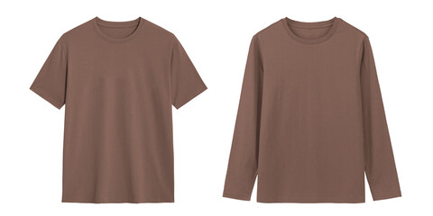 Set of two brown t shirts,  a short sleeved and long sleeved. Perfect for layering and creating casual looks.