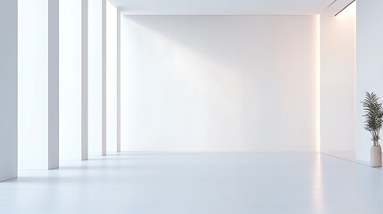 Obraz premium A wide shot of a modern hospital hallway, with a soft, warm light illuminating the scene. The hallway features clean lines, sleek surfaces, and a sense of calm and order. , Product photography with