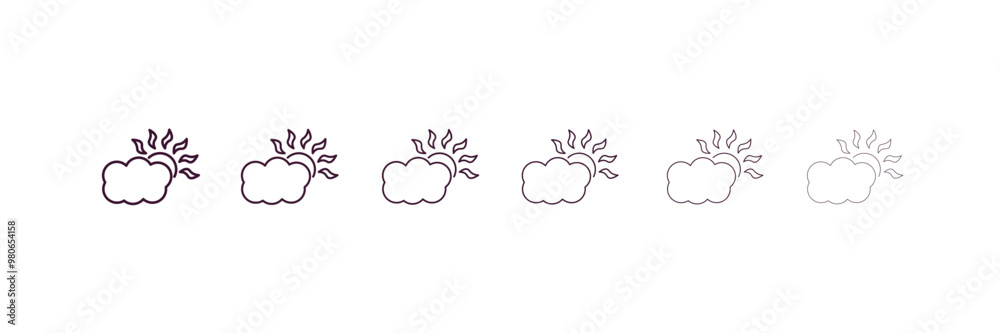Poster daytime outline icon. linear vector from weather concept. 6 different line style daytime icon includ
