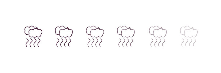 smog outline icon. Linear vector from weather concept. 6 different line style smog icon included thin, light, regular, medium, bold, black