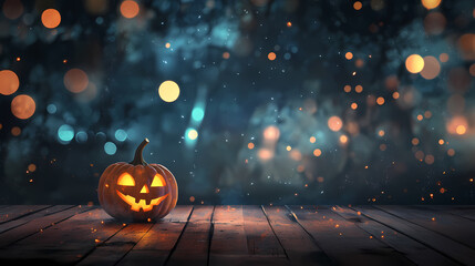 Halloween pumpkin lantern at night