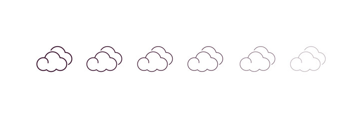 cirrus cumulus outline icon. Linear vector from weather concept. 6 different line style cirrus cumulus icon included thin, light, regular, medium, bold, black