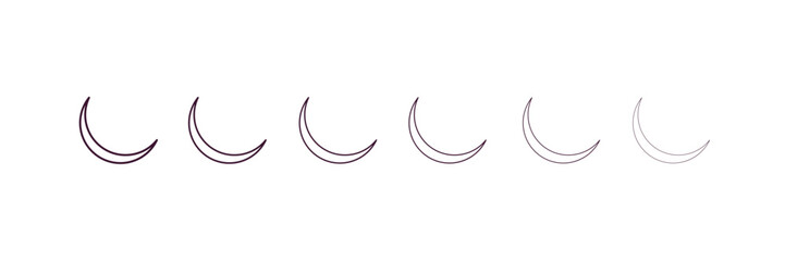 new moon outline icon. Linear vector from weather concept. 6 different line style new moon icon included thin, light, regular, medium, bold, black