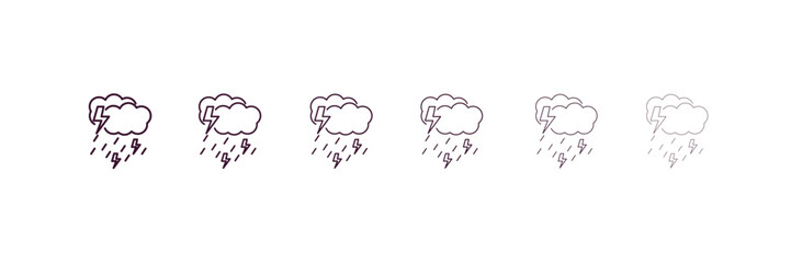 rainfall outline icon. Linear vector from weather concept. 6 different line style rainfall icon included thin, light, regular, medium, bold, black