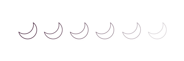 Naklejka premium waxing moon outline icon. Linear vector from weather concept. 6 different line style waxing moon icon included thin, light, regular, medium, bold, black