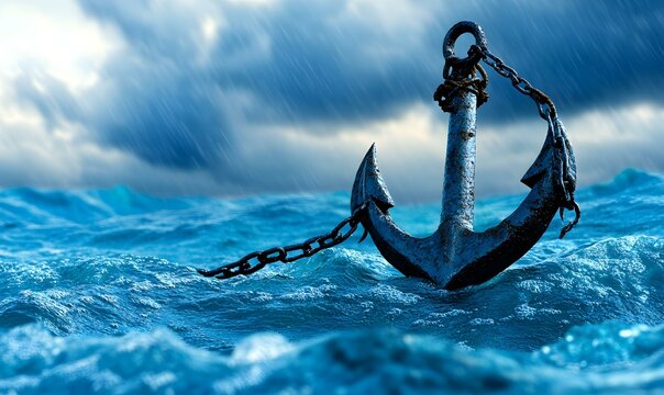 Unshakeable Faith, a steadfast anchor amidst turbulent seas, symbolizing resilience and hope during life's challenges