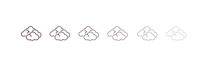 overcast outline icon. Linear vector from weather concept. 6 different line style overcast icon included thin, light, regular, medium, bold, black