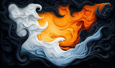 Obraz premium Creative Flow, an abstract representation of ideas merging like rivers, vibrant colors and dynamic shapes intertwining in harmonious unity.