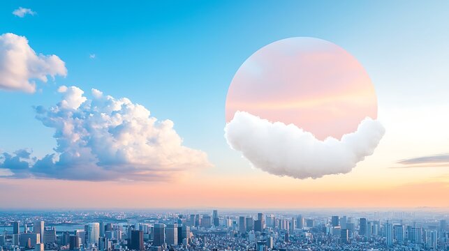 A panoramic view of a cityscape with a vibrant sunset, with a focus on the importance of finding balance and well-being in a busy world. , Product photography with high resolution, studio lighting,