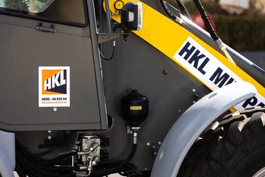 siegen, nrw, germany - 11 09 2024: a hkl rent construction machine