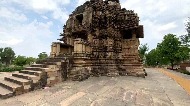 Vamana temple in khajuraho the group of monuments of hindu and jain temples in chhatarpur district, madhya pradesh, India.Unesco world heritage site.