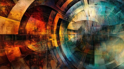 Tech and spirituality combined in an abstract digital artwork, with room for messaging on belief in technology.