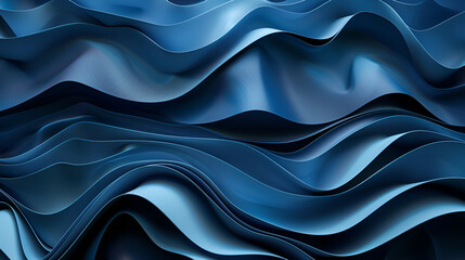 Obraz premium Dark blue wave texture background with soft flowing curves, abstract wavy lines in modern digital design, high-resolution pattern, perfect for futuristic and minimalistic themes