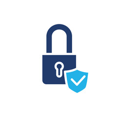 pad lock and shield colored icon vector design good for web or mobile app