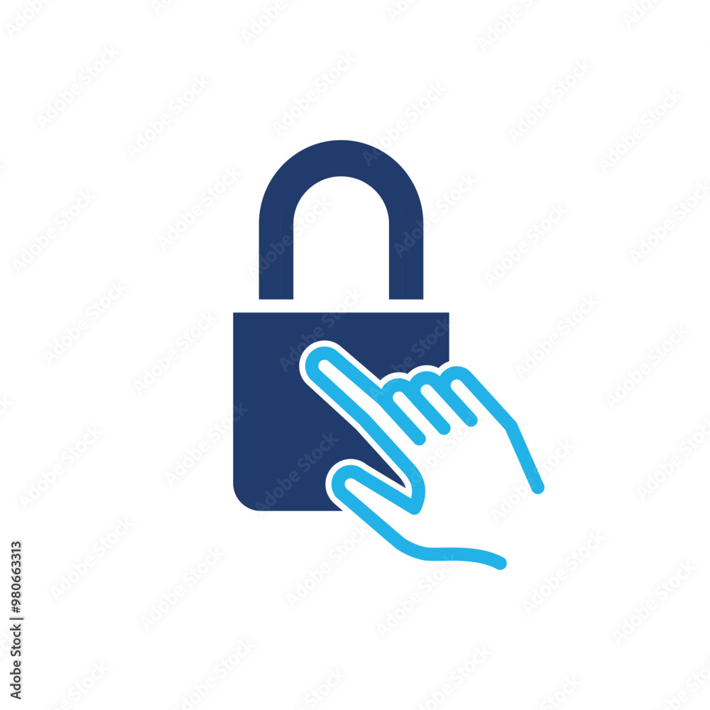 Wall mural lockpad and hand colored icon vector design good for web or mobile app