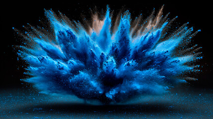 Vibrant Blue Powder Explosion in Mid-Air