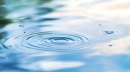 Generative AI Image of Tranquil Calm Water Drop Fall Ripple Nature with Reflection Wallpaper