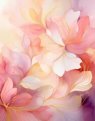Abstract pink & gold flowers