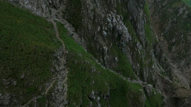 Lombardy, Italy - The Steep, Rugged, and Jagged Mountain Trail of Grignetta - High Angle Shot