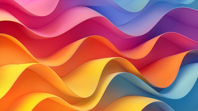 Colorful pastel waves in soft gradient tones, abstract flowing curves for creative backgrounds, artistic texture for modern design and playful, dreamy themes, vibrant and vivid 