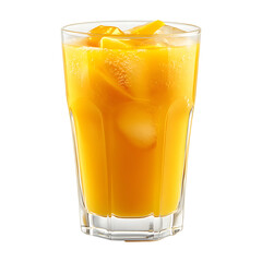 Refreshing iced mango juice in a clear glass isolated on transparent background