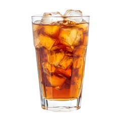 Refreshing iced tea in a clear glass isolated on transparent background