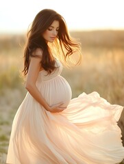 Elegant Maternity Portrait in Golden Hour