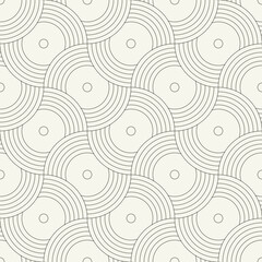 Vector seamless pattern. Geometric thin linear striped circles. Stylish monochrome background. Simple repeating swatch. Monochrome black ornament with concentric elements.
