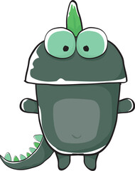 vector funny cartoon cute green monster dinosaur isolated on white background. Vector funny green mascot dragon. Hand drawn Dino logo design template