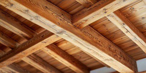 Wooden beams form a ceiling grid.