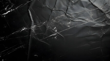 Black Crumpled Paper Texture with White Lines for Background Design