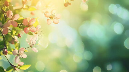 Oriental cherry blooming. Branch of sakura with white and rose flowers, beauty in nature, beautiful spring nature background