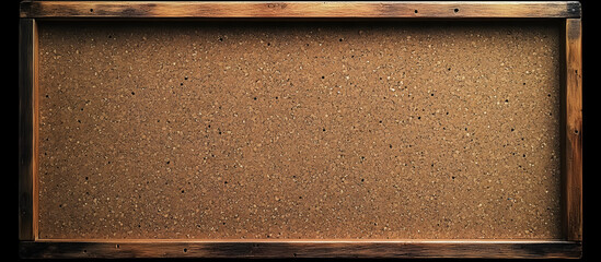 Vintage cork board with a brown paint covering An empty bulletin board with ample space for images