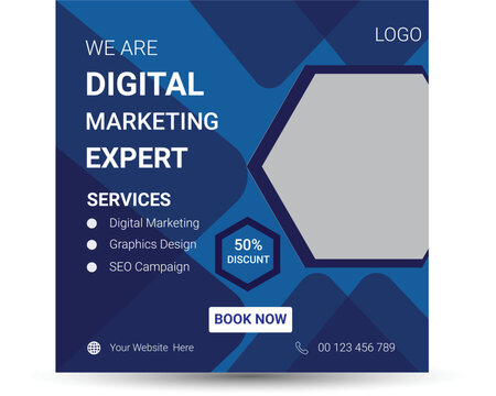 Digital Marketing agency social media post template. Social media ads vector templates fully editable, advertising design, digital marketing and corporate social media Instagram post