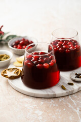 Traditional homemade mulled wine with cranberry