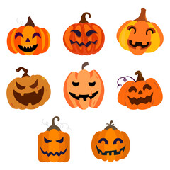 Halloween Pumpkins Collection Flat Vector