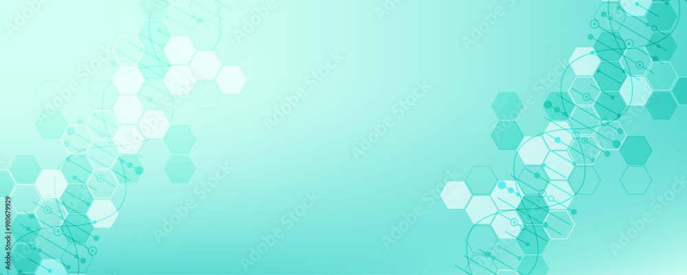 Wall mural molecular structure dna, atom, neurons. science concept for your design. connected lines with dots. 