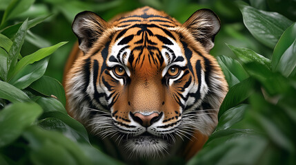 Fototapeta premium Close Up of a Tiger s Face in the Jungle
