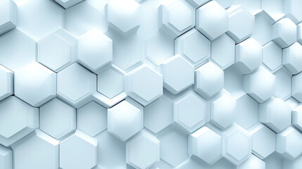Fototapeta premium 3D White hexagonal art Futuristic abstract simple shapes background