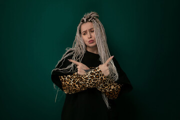 Woman With Long Hair and Leopard Print Purse