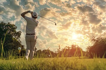 Man playing golf on the golf course.